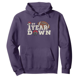 1st Year Down Football Hoodie Touchdown One First Birthday Infant Baby Boy TS10 Purple Print Your Wear
