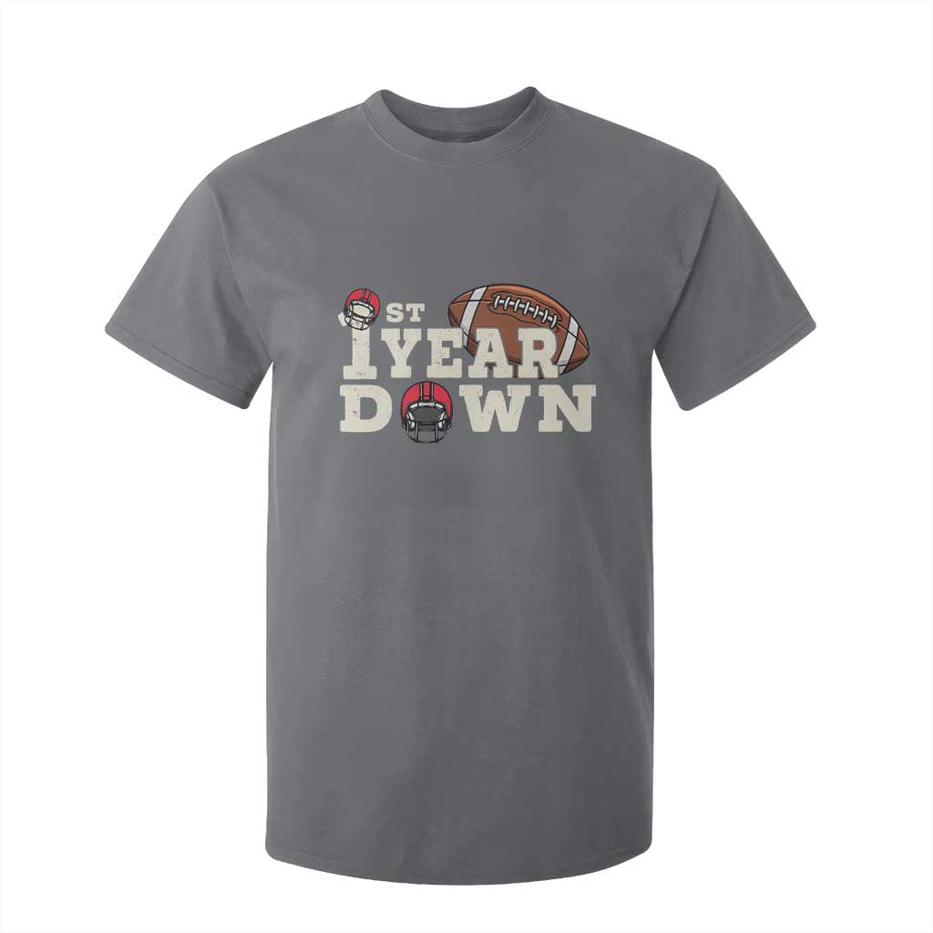 1st Year Down Football T Shirt For Kid Touchdown One First Birthday Infant Baby Boy TS10 Charcoal Print Your Wear