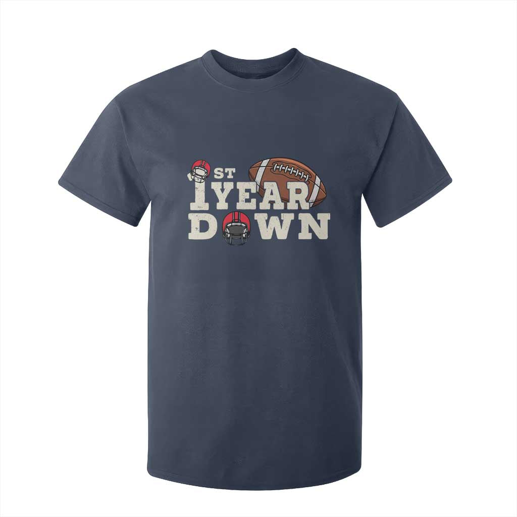 1st Year Down Football T Shirt For Kid Touchdown One First Birthday Infant Baby Boy TS10 Navy Print Your Wear