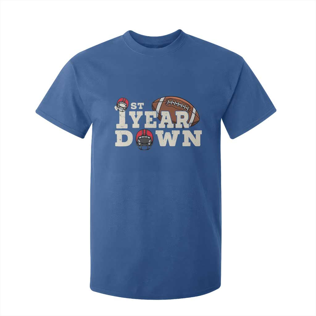 1st Year Down Football T Shirt For Kid Touchdown One First Birthday Infant Baby Boy TS10 Royal Blue Print Your Wear