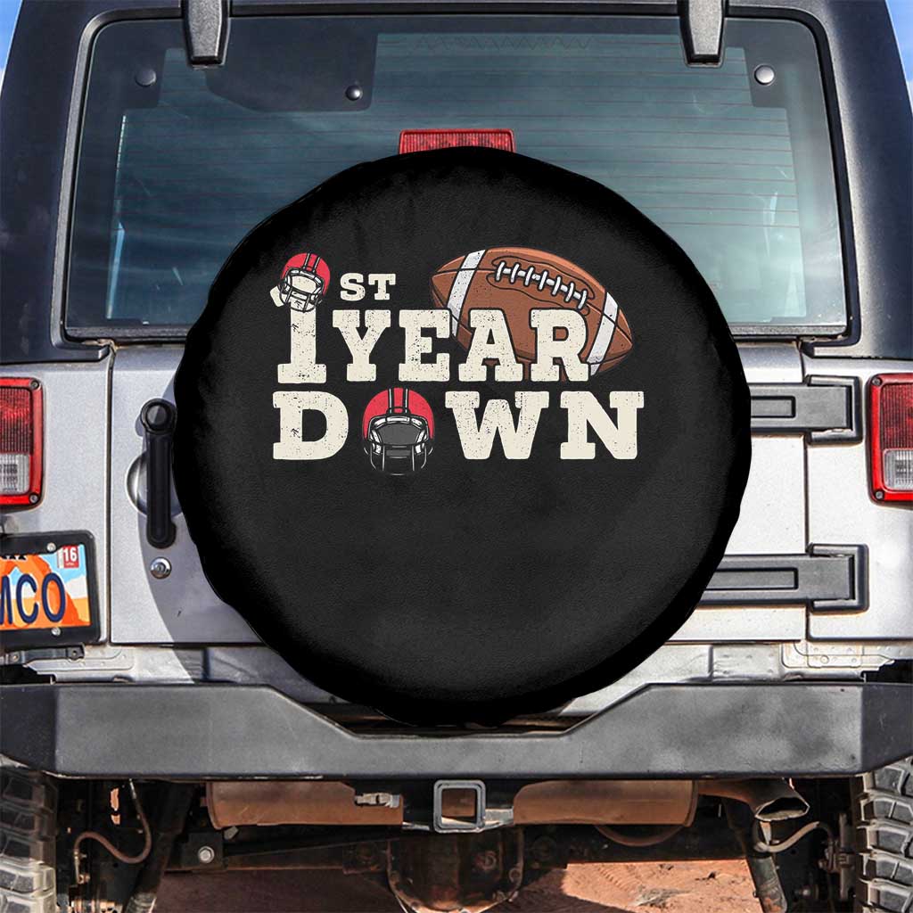 1st Year Down Football Spare Tire Cover Touchdown One First Birthday Infant Baby Boy TS10 No hole Black Print Your Wear