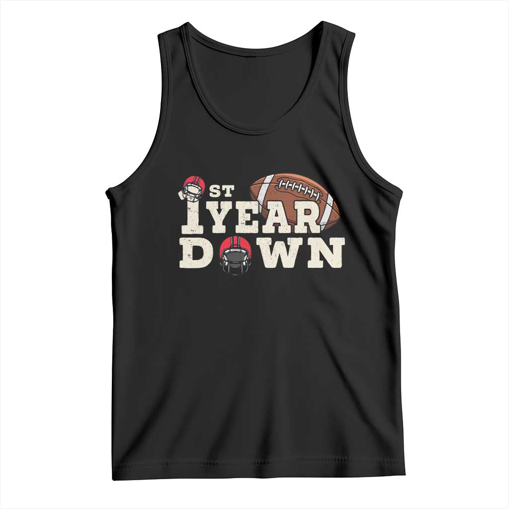 1st Year Down Football Tank Top Touchdown One First Birthday Infant Baby Boy TS10 Black Print Your Wear