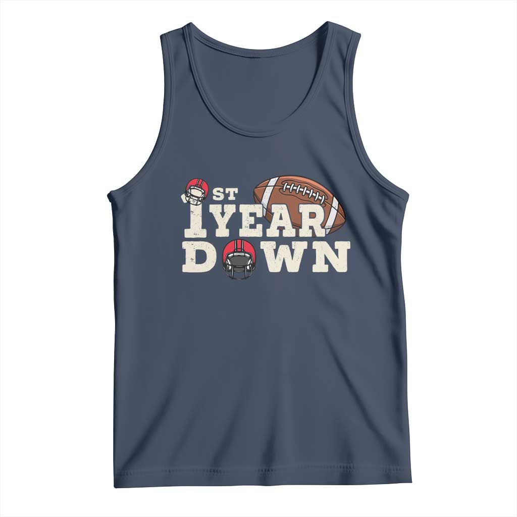 1st Year Down Football Tank Top Touchdown One First Birthday Infant Baby Boy TS10 Navy Print Your Wear