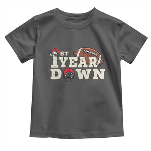 1st Year Down Football Toddler T Shirt Touchdown One First Birthday Infant Baby Boy TS10 Dark Heather Print Your Wear