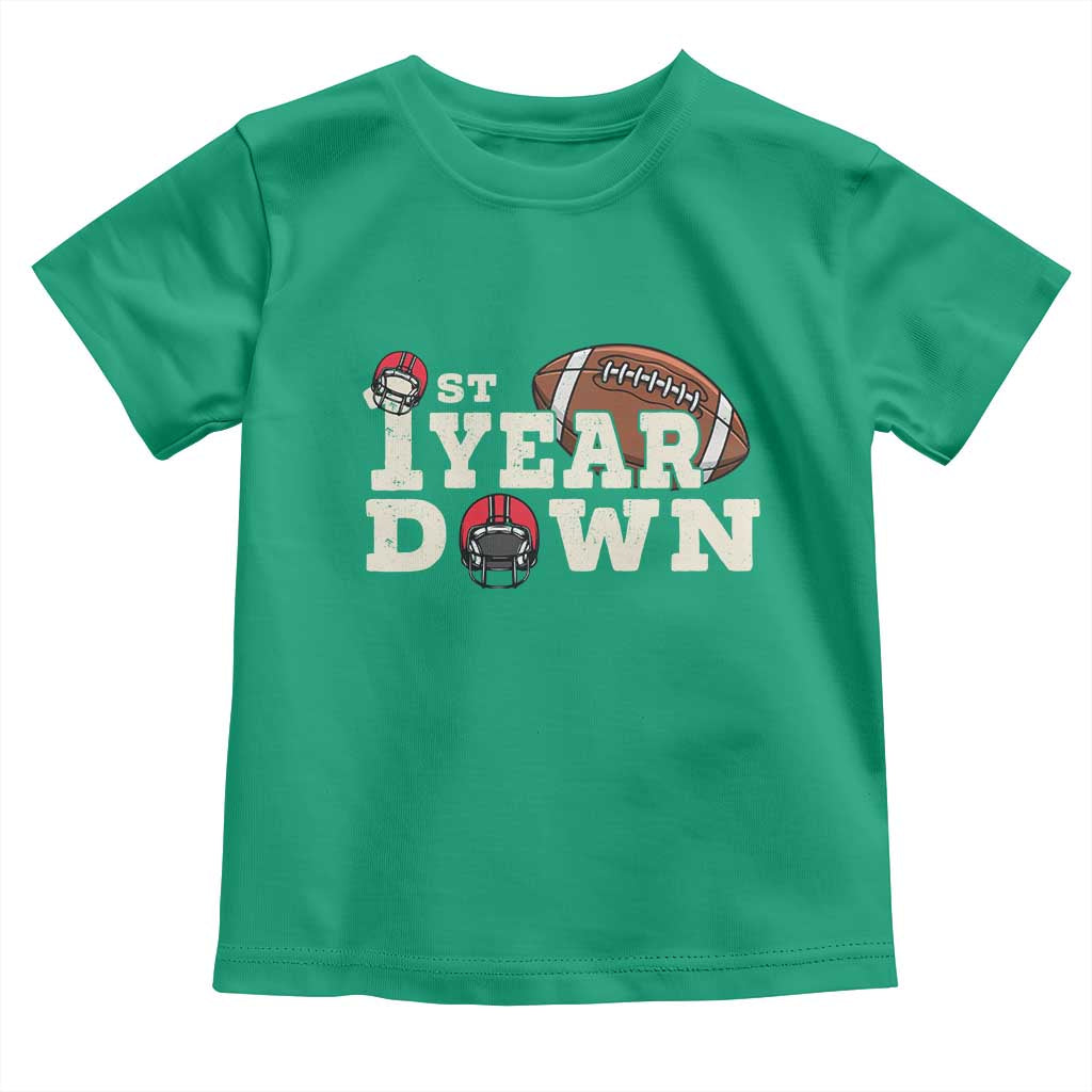 1st Year Down Football Toddler T Shirt Touchdown One First Birthday Infant Baby Boy TS10 Irish Green Print Your Wear