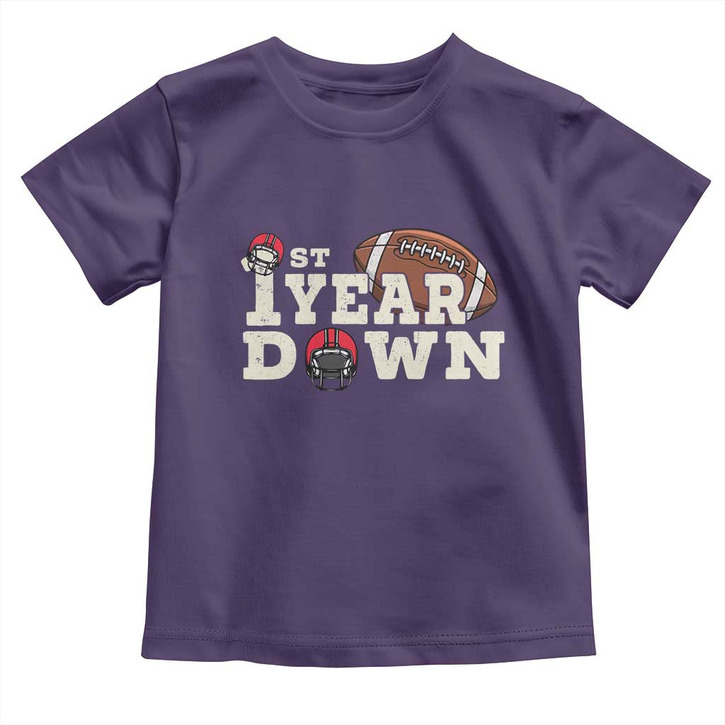 1st Year Down Football Toddler T Shirt Touchdown One First Birthday Infant Baby Boy TS10 Purple Print Your Wear