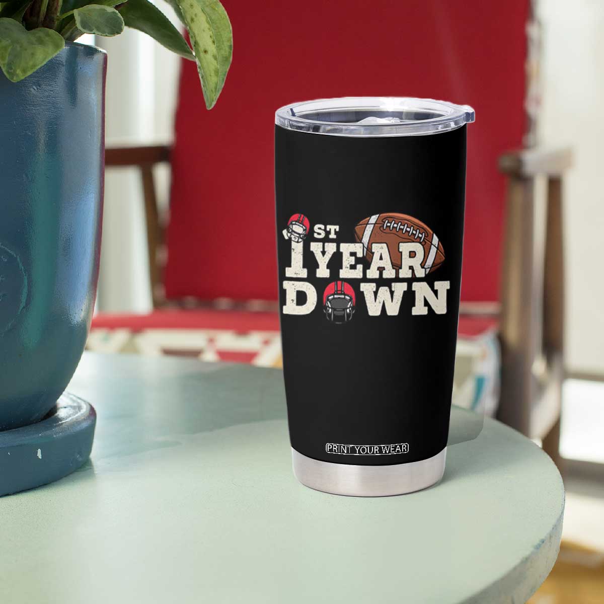 1st Year Down Football Tumbler Cup Touchdown One First Birthday Infant Baby Boy TS10 Print Your Wear