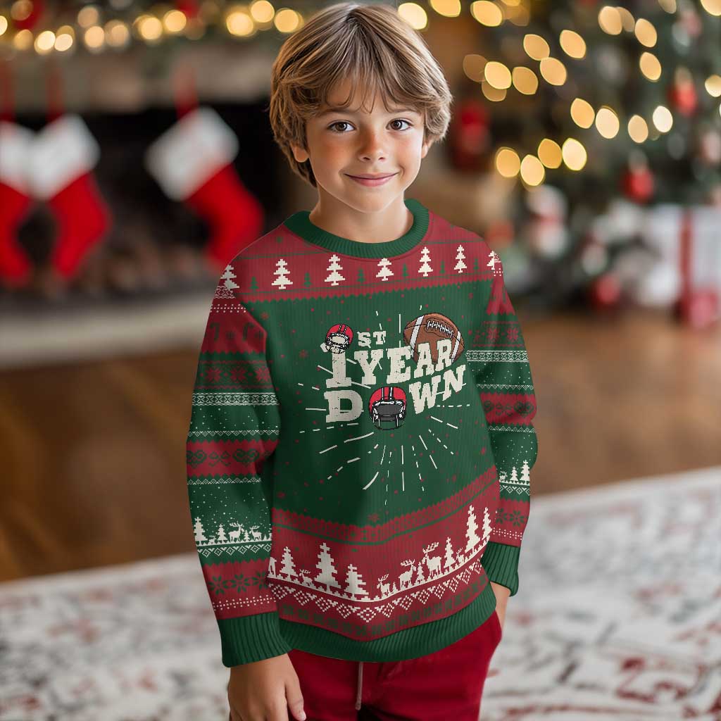 1st Year Down Football Knit Sweatshirt Touchdown One First Birthday Infant Baby Boy TS10 Christmas Print Your Wear