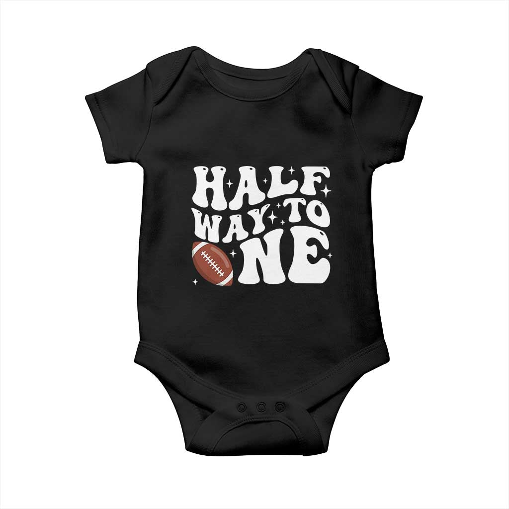Half Way To One Baby Onesie 1/2 Birthday Baby Boy Football TS10 Black Print Your Wear