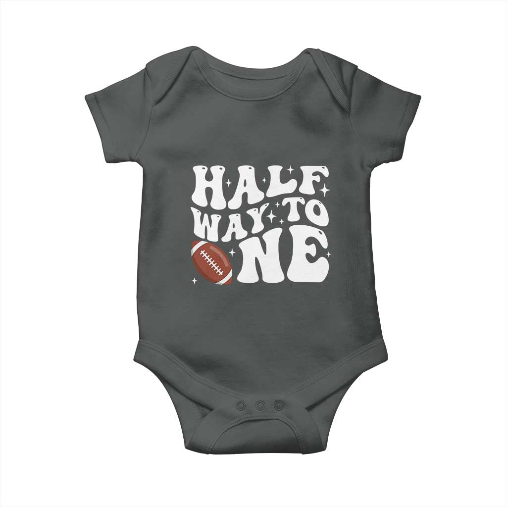Half Way To One Baby Onesie 1/2 Birthday Baby Boy Football TS10 Dark Heather Print Your Wear