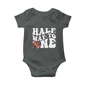 Half Way To One Baby Onesie 1/2 Birthday Baby Boy Football TS10 Dark Heather Print Your Wear