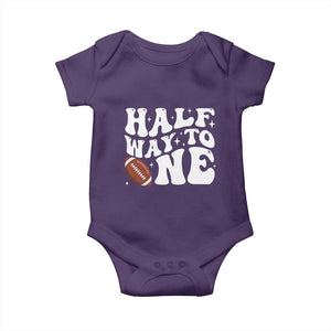 Half Way To One Baby Onesie 1/2 Birthday Baby Boy Football TS10 Purple Print Your Wear