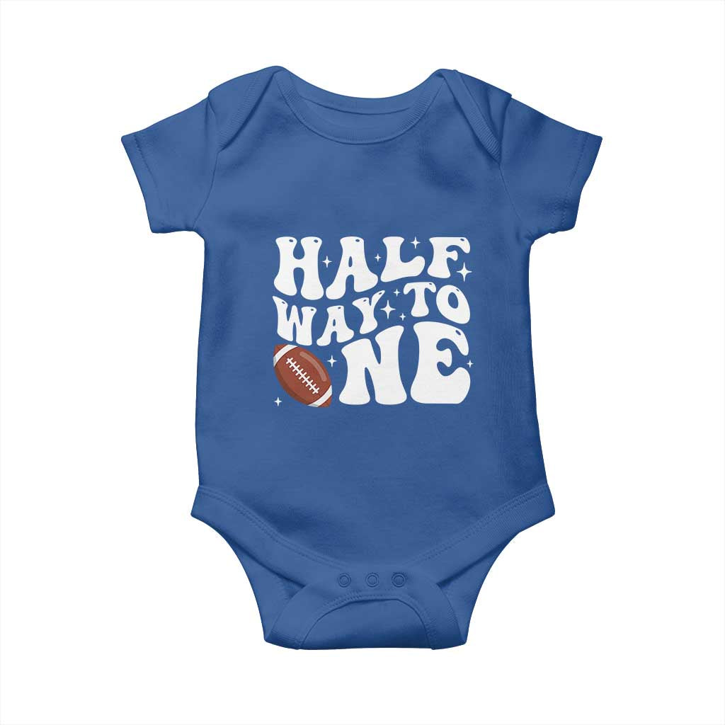 Half Way To One Baby Onesie 1/2 Birthday Baby Boy Football TS10 Royal Blue Print Your Wear