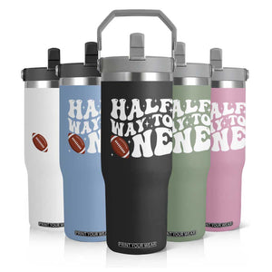 Half Way To One Flip Straw Tumbler 1/2 Birthday Baby Boy Football TS10 Print Your Wear