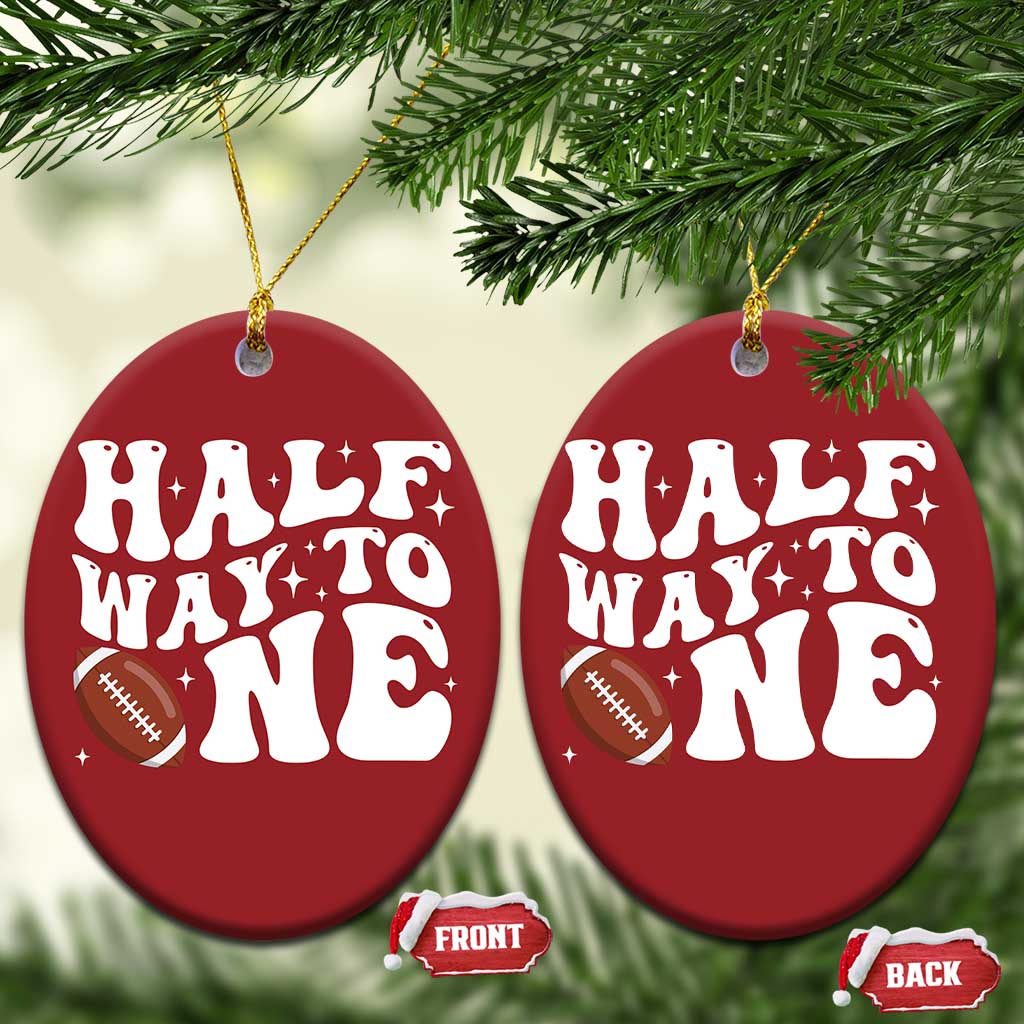Half Way To One Christmas Ornament 1/2 Birthday Baby Boy Football TS10 Oval Red Print Your Wear