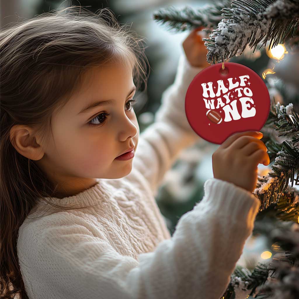 Half Way To One Christmas Ornament 1/2 Birthday Baby Boy Football TS10 Print Your Wear