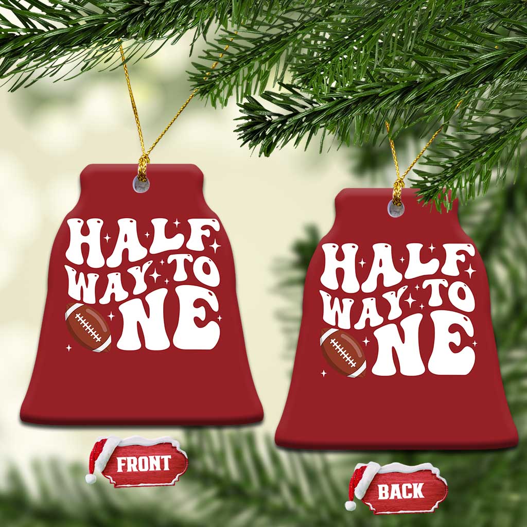 Half Way To One Christmas Ornament 1/2 Birthday Baby Boy Football TS10 Bell Flake Red Print Your Wear