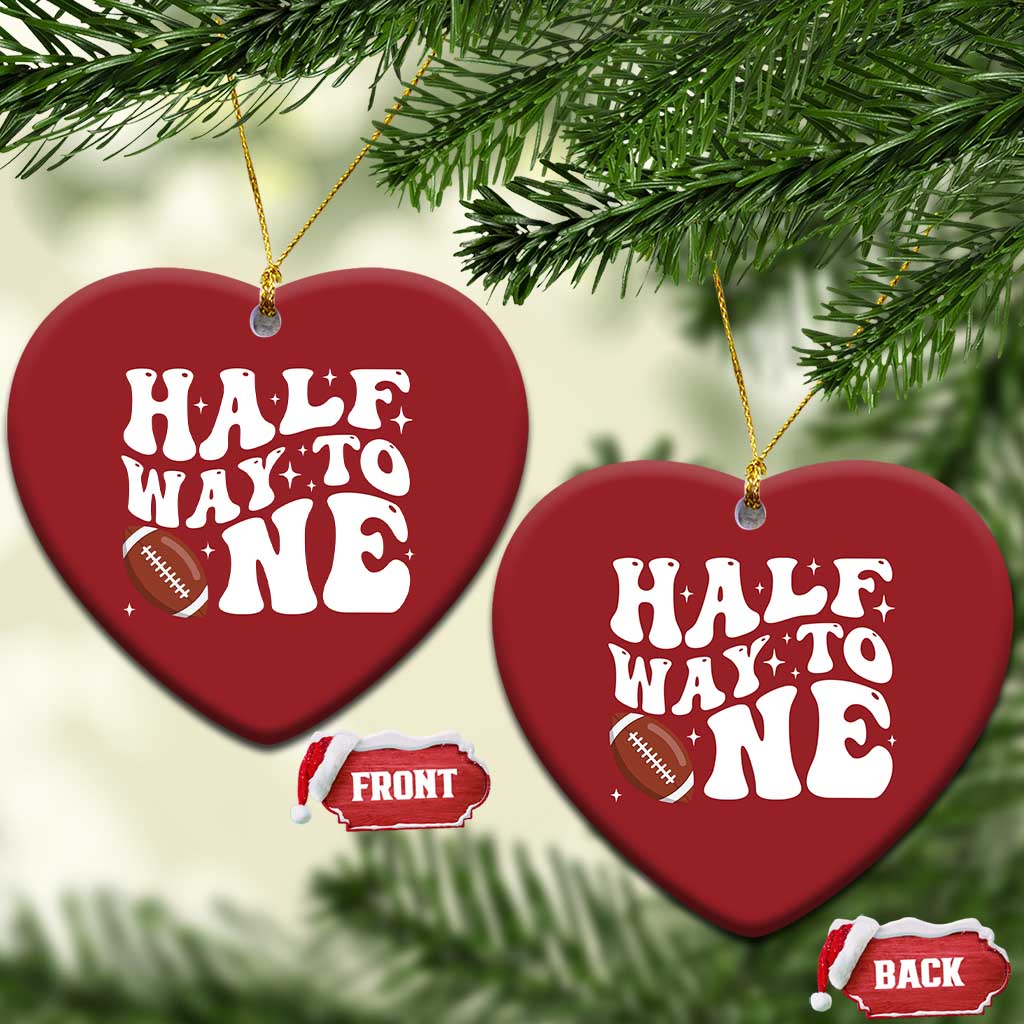 Half Way To One Christmas Ornament 1/2 Birthday Baby Boy Football TS10 Heart Red Print Your Wear