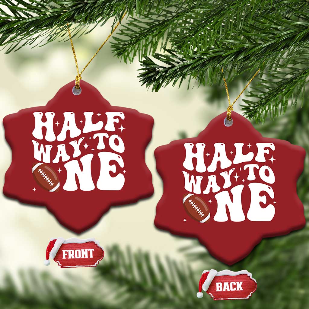 Half Way To One Christmas Ornament 1/2 Birthday Baby Boy Football TS10 Snow Flake Red Print Your Wear