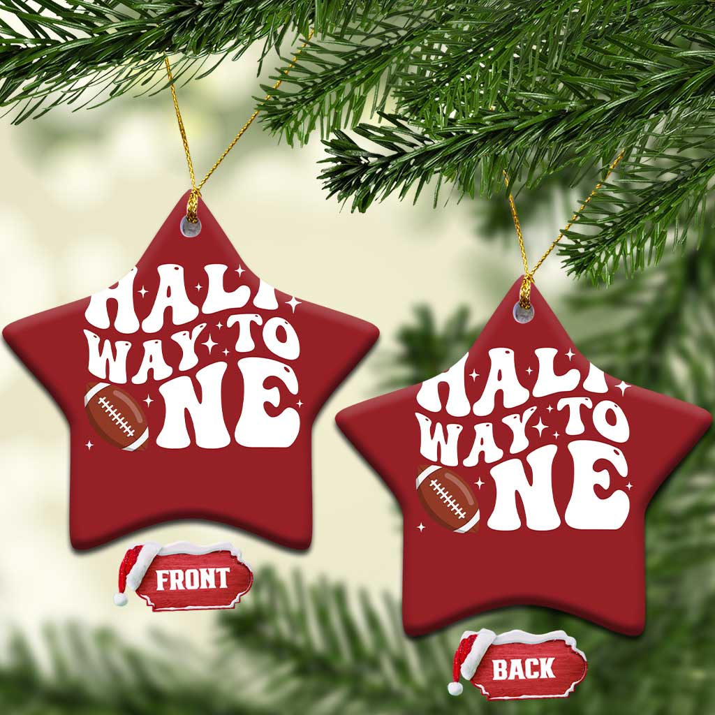 Half Way To One Christmas Ornament 1/2 Birthday Baby Boy Football TS10 Star Red Print Your Wear