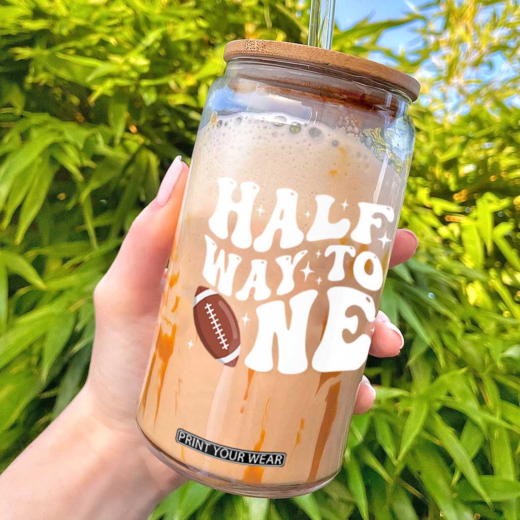 Half Way To One Glass Can 1/2 Birthday Baby Boy Football TS10 Black Print Your Wear