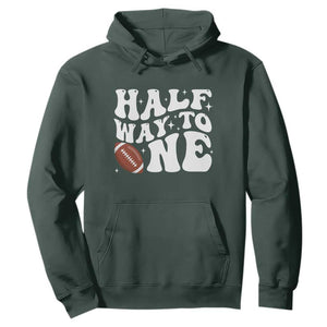 Half Way To One Hoodie 1/2 Birthday Baby Boy Football TS10 Dark Forest Green Print Your Wear