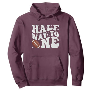 Half Way To One Hoodie 1/2 Birthday Baby Boy Football TS10 Maroon Print Your Wear