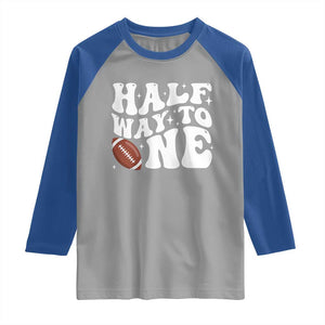 Half Way To One Raglan Shirt 1/2 Birthday Baby Boy Football TS10 Sport Gray Royal Print Your Wear