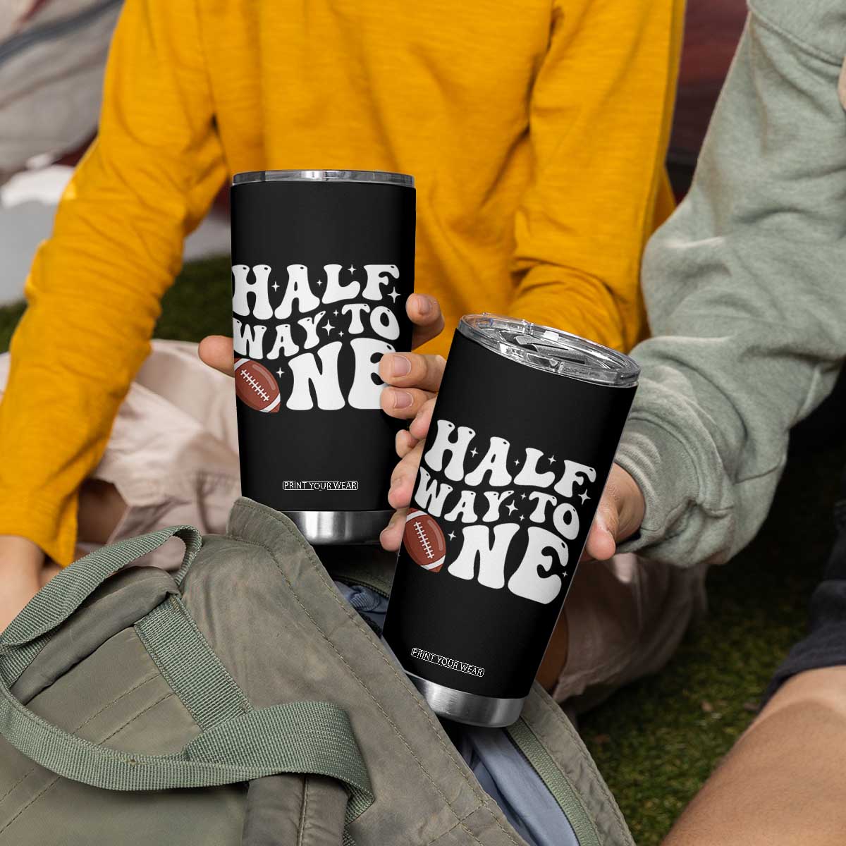 Half Way To One Tumbler Cup 1/2 Birthday Baby Boy Football TS10 Print Your Wear