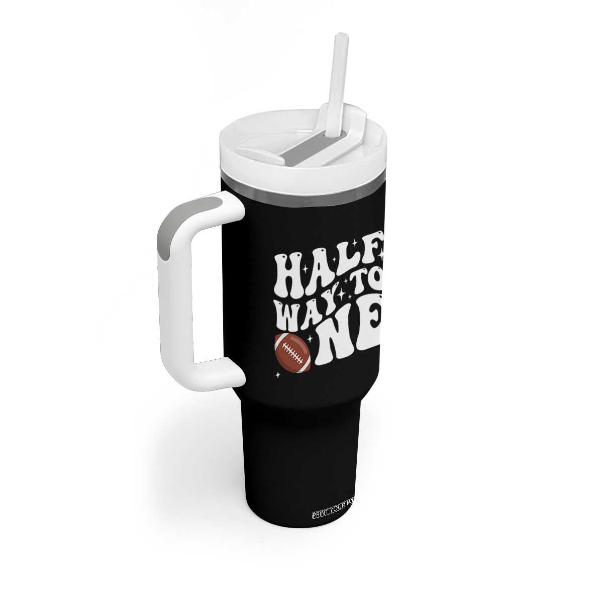 Half Way To One Tumbler With Handle 1/2 Birthday Baby Boy Football TS10 Print Your Wear