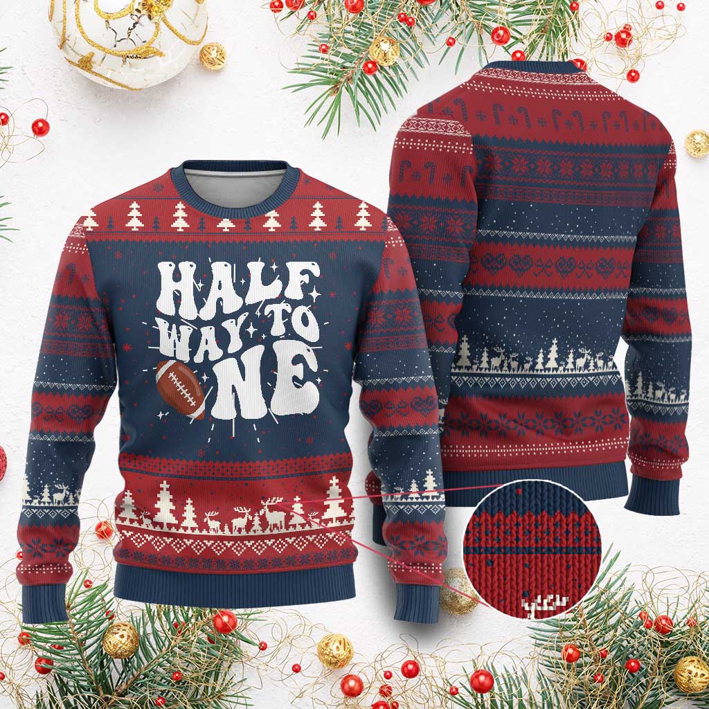 Half Way To One Knit Sweatshirt 1/2 Birthday Baby Boy Football TS10 Burgundy Print Your Wear