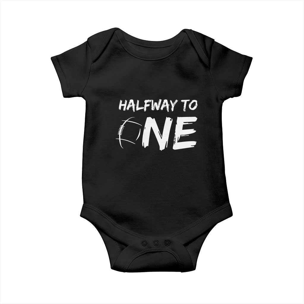 HalfWay To One Baby Onesie Baby Boy 1/2 Birthday Outfits Football TS10 Black Print Your Wear