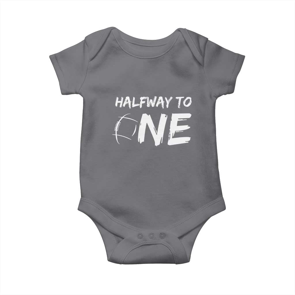 HalfWay To One Baby Onesie Baby Boy 1/2 Birthday Outfits Football TS10 Charcoal Print Your Wear