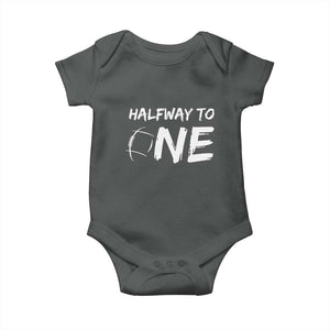 HalfWay To One Baby Onesie Baby Boy 1/2 Birthday Outfits Football TS10 Dark Heather Print Your Wear