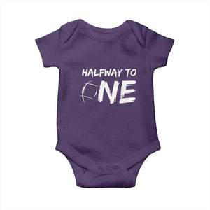HalfWay To One Baby Onesie Baby Boy 1/2 Birthday Outfits Football TS10 Purple Print Your Wear