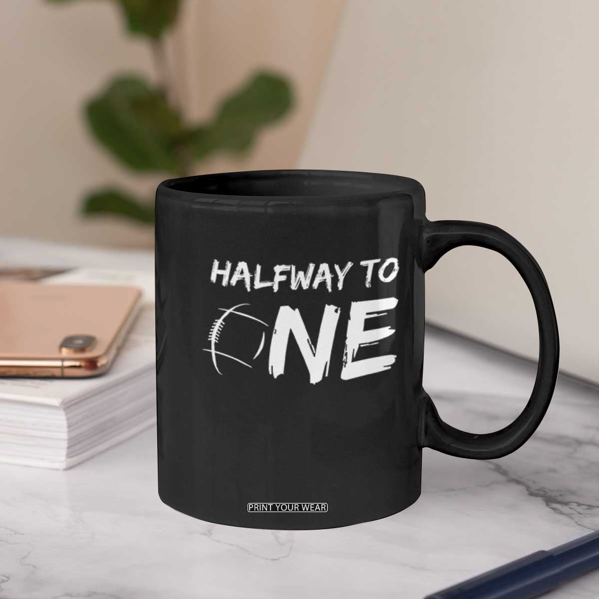 HalfWay To One Coffee Mug Baby Boy 1/2 Birthday Outfits Football TS10 Print Your Wear