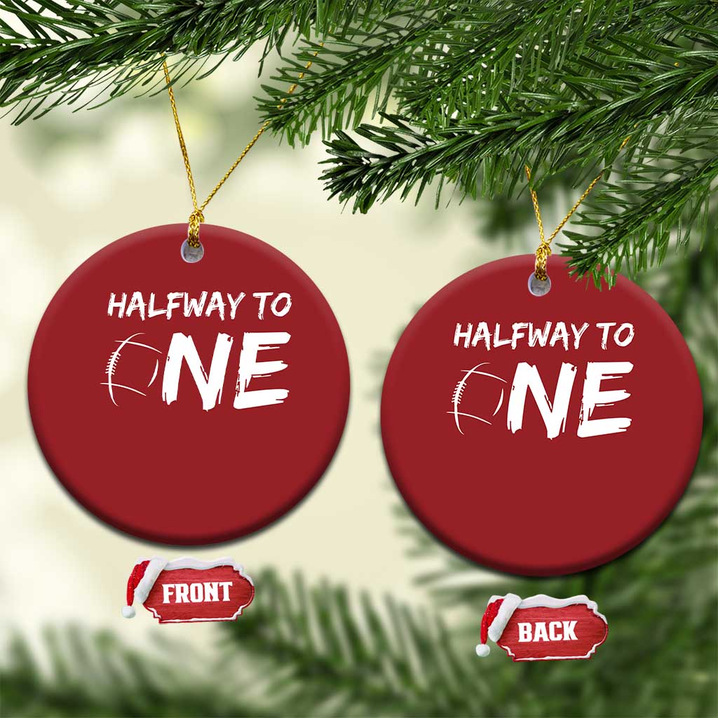 HalfWay To One Christmas Ornament Baby Boy 1/2 Birthday Outfits Football TS10 Circle Red Print Your Wear