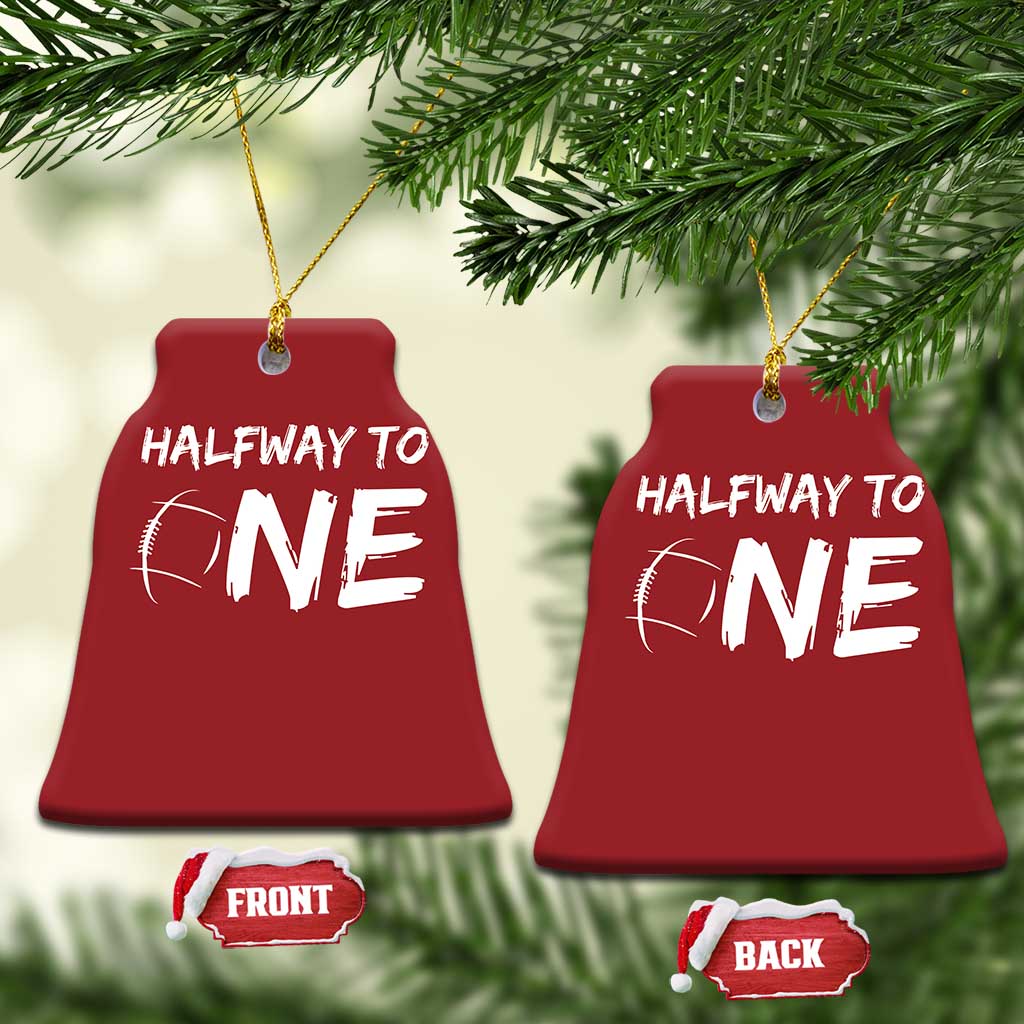 HalfWay To One Christmas Ornament Baby Boy 1/2 Birthday Outfits Football TS10 Bell Flake Red Print Your Wear