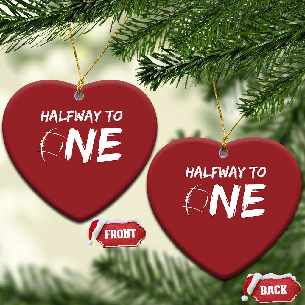 HalfWay To One Christmas Ornament Baby Boy 1/2 Birthday Outfits Football TS10 Heart Red Print Your Wear