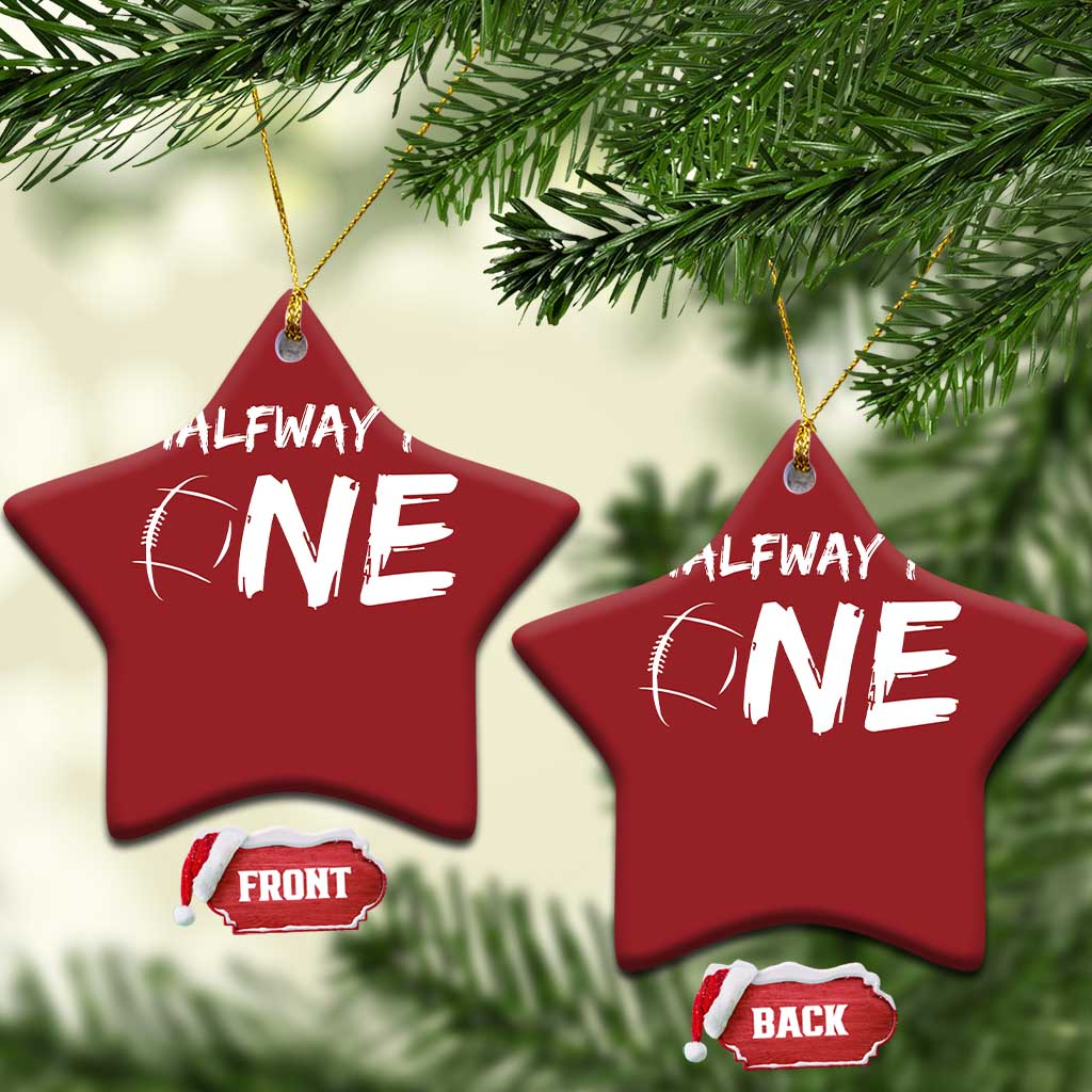 HalfWay To One Christmas Ornament Baby Boy 1/2 Birthday Outfits Football TS10 Star Red Print Your Wear
