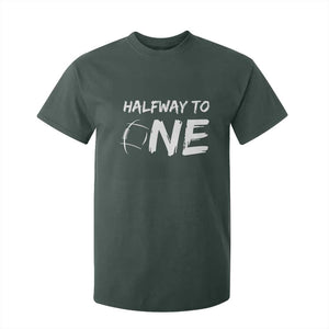 HalfWay To One T Shirt For Kid Baby Boy 1/2 Birthday Outfits Football TS10 Dark Forest Green Print Your Wear