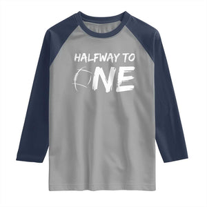 HalfWay To One Raglan Shirt Baby Boy 1/2 Birthday Outfits Football TS10 Sport Gray Navy Print Your Wear