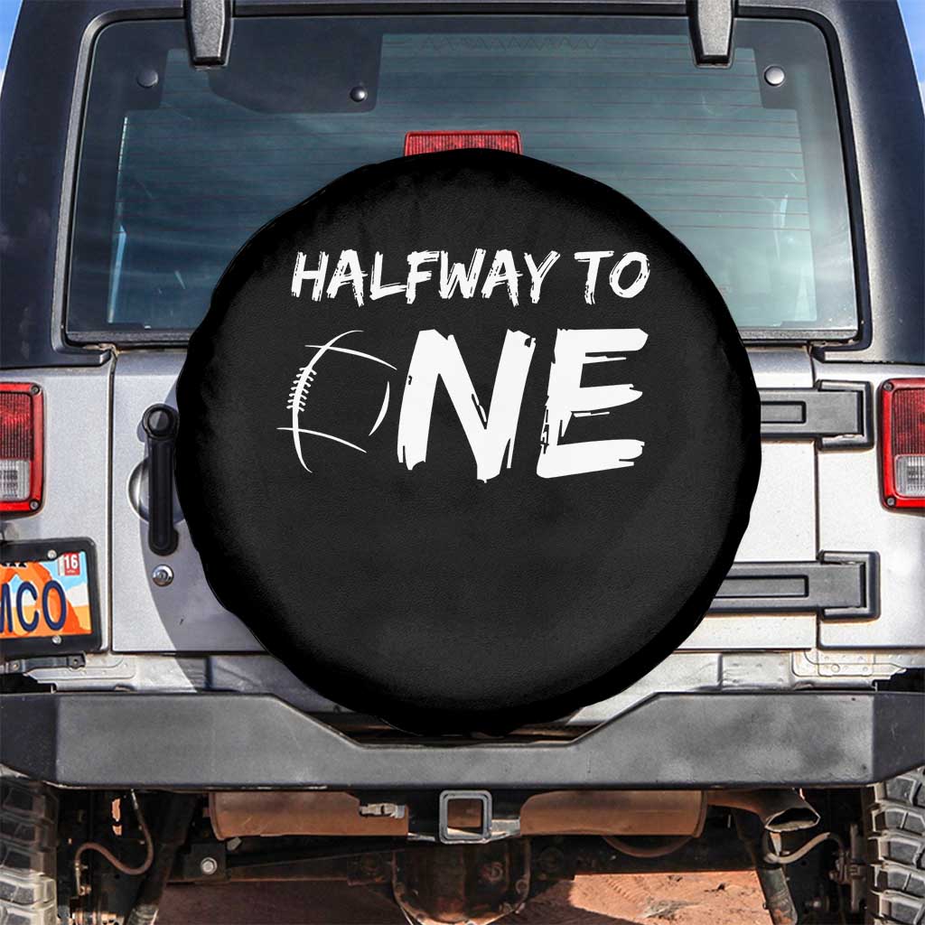HalfWay To One Spare Tire Cover Baby Boy 1/2 Birthday Outfits Football TS10 No hole Black Print Your Wear