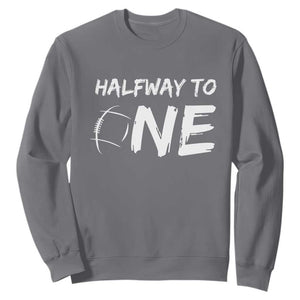 HalfWay To One Sweatshirt Baby Boy 1/2 Birthday Outfits Football TS10 Charcoal Print Your Wear
