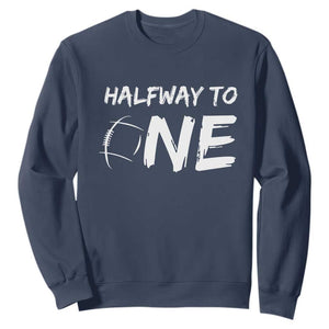 HalfWay To One Sweatshirt Baby Boy 1/2 Birthday Outfits Football TS10 Navy Print Your Wear