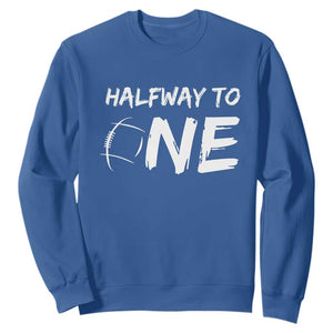 HalfWay To One Sweatshirt Baby Boy 1/2 Birthday Outfits Football TS10 Royal Blue Print Your Wear