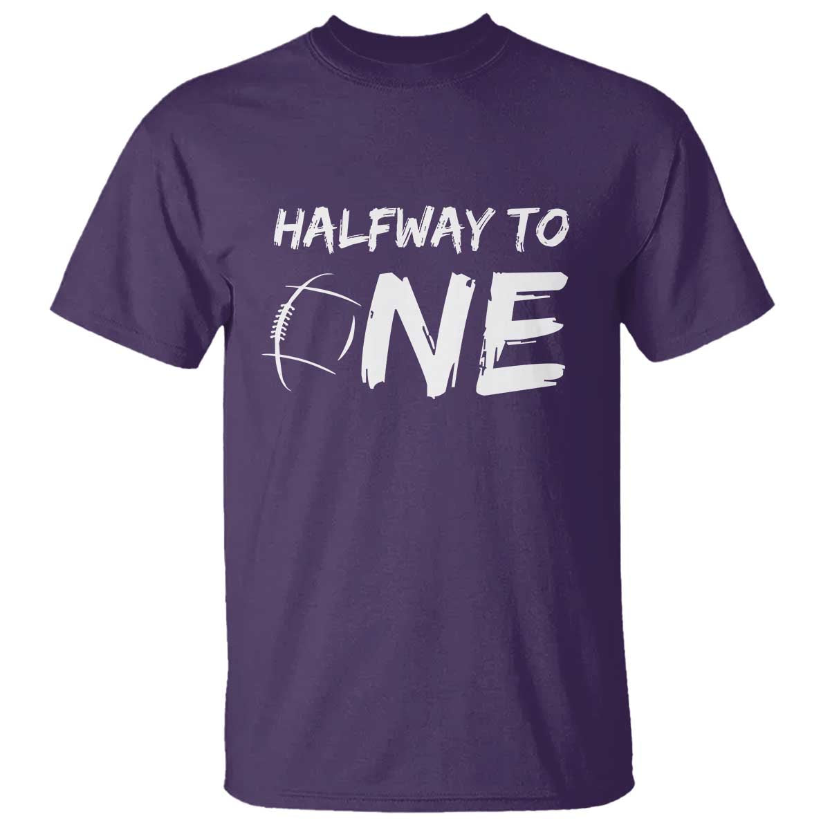 HalfWay To One T Shirt Baby Boy 1/2 Birthday Outfits Football TS10 Purple Print Your Wear