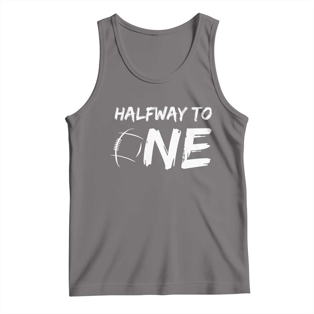 HalfWay To One Tank Top Baby Boy 1/2 Birthday Outfits Football TS10 Deep Heather Print Your Wear