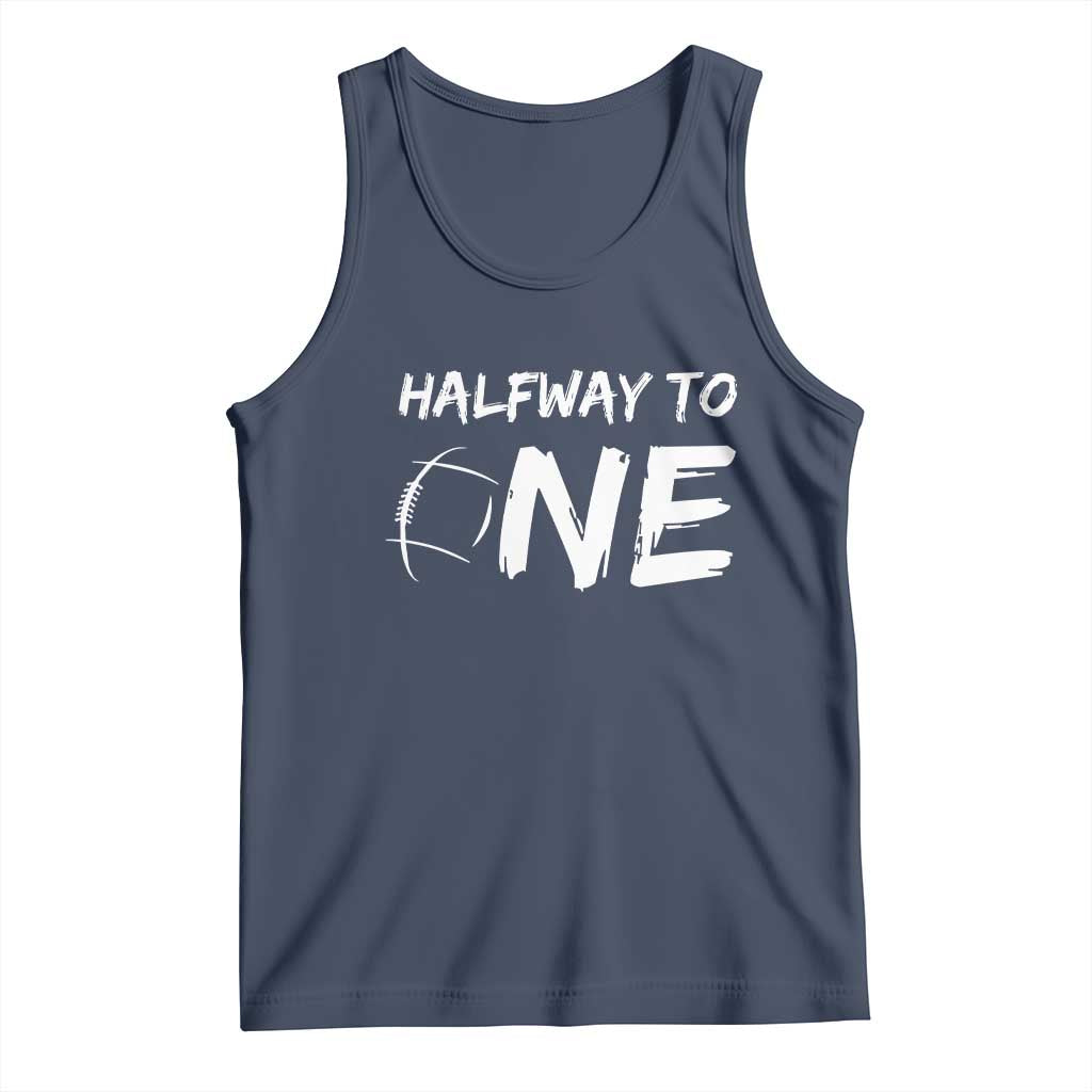 HalfWay To One Tank Top Baby Boy 1/2 Birthday Outfits Football TS10 Navy Print Your Wear