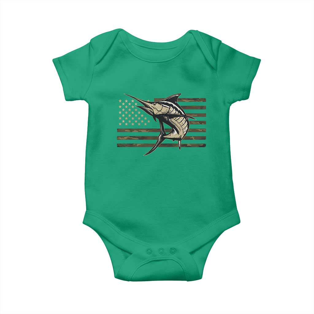 Fishing Camouflage US Flag Baby Onesie Swordfish Fish Fisherman Camo TS10 Irish Green Print Your Wear